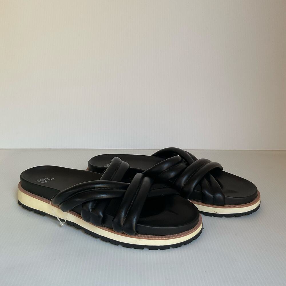 Time and Tru Black Cross Strap Slide Sandals Size 8  Summer Vacation Beach - Picture 4 of 6